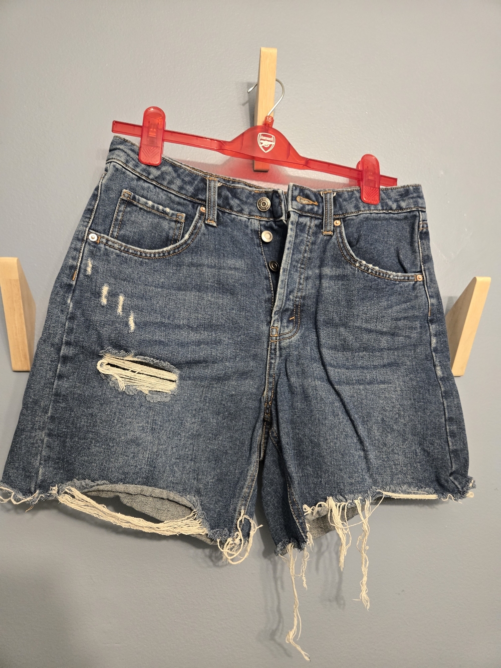 wild fable Distressed Dark Blue High-Rise Jean Shorts